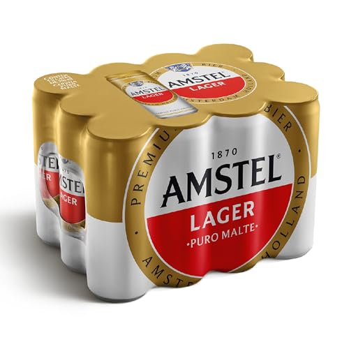 Cerveja Amstel Lager Puro Malte Lata 350ml Pack 12 Unidades