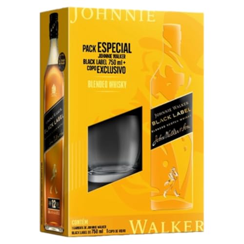 Kit Whisky Johnnie Walker Black Label 12 Anos 750ml com Copo